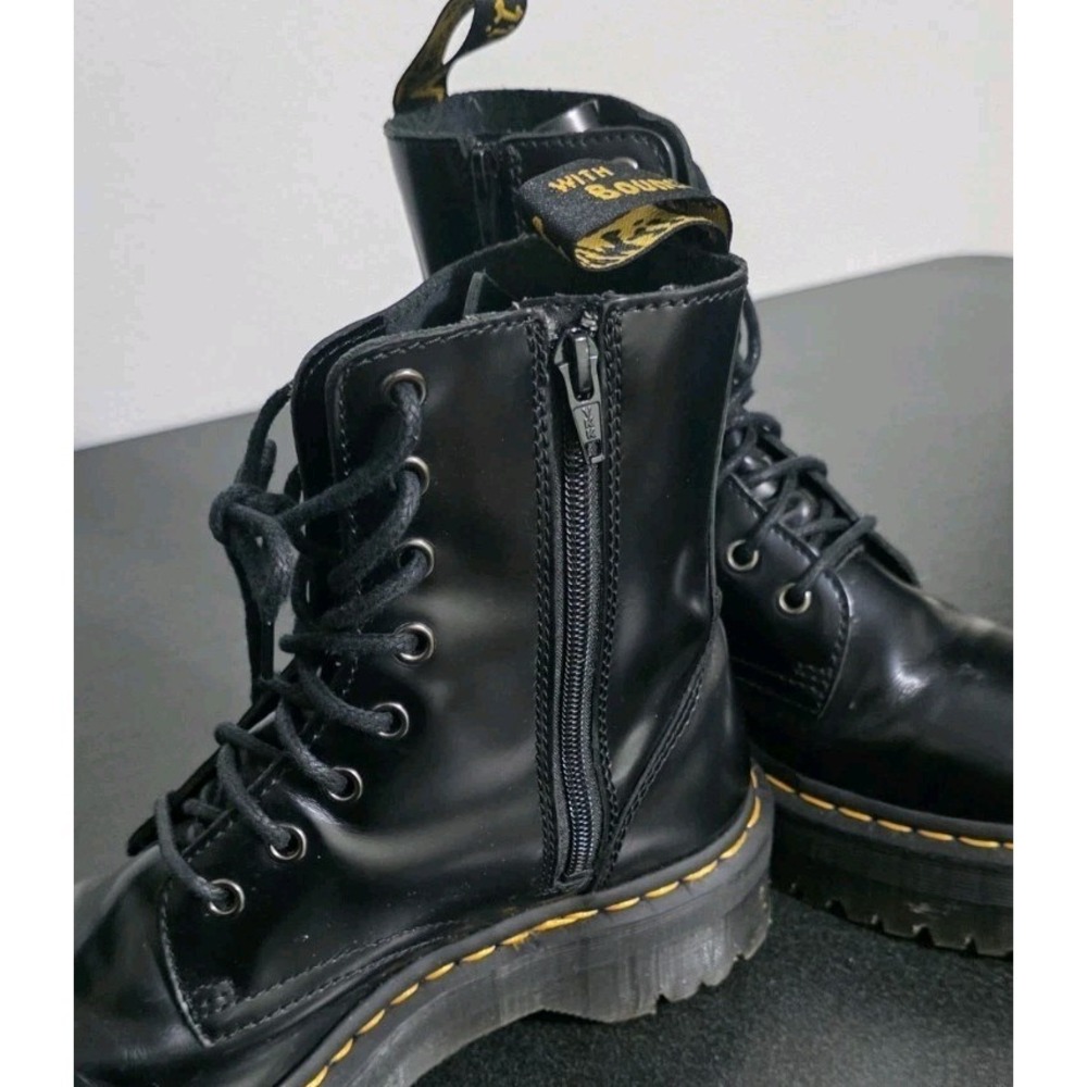 Dr. Martens Jadon Platform Boots Black Leather Lace Up Zipper 7M Woman Grunge - Picture 5 of 8